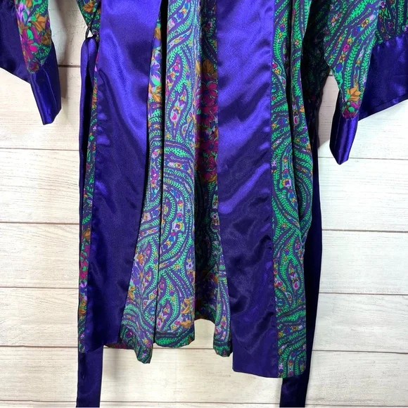Vintage Victoria’s Secret Women’s Paisley Robe Gold Label Whimsical Fairy Floral - Picture 7 of 14